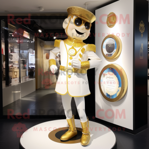 Gold Ring Master mascot costume character dressed with a Playsuit and Shoe clips