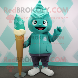 Teal Ice Cream Cone maskot...