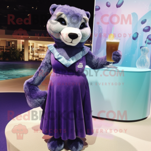 Purple Otter maskot kostym...