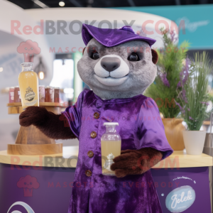 Paars Otter mascotte...