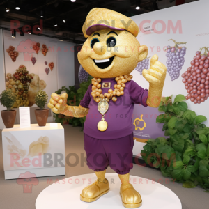 Gold Grape maskot kostym...