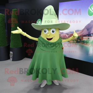 Olive Ray mascot costume character dressed with a Wrap Skirt and Hat pins