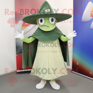 Olive Ray mascot costume character dressed with a Wrap Skirt and Hat pins