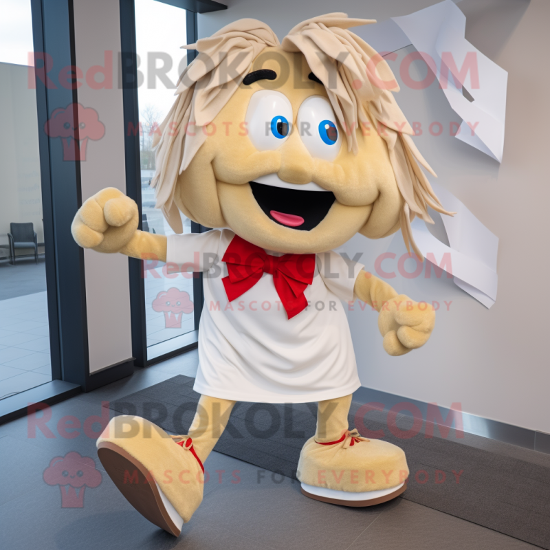 Beige Goulash mascot costume character dressed with a Running Shorts and Bow ties Beige Goulash mascot costume character dressed with a Running Shorts and Bow ties