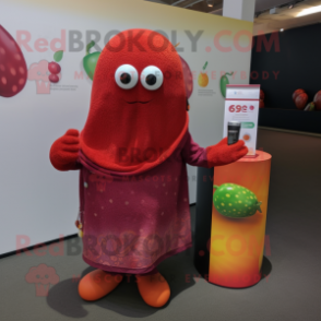Rust Raspberry mascot costume character dressed with a Leggings and Shawls