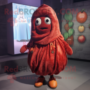 Rust Raspberry mascot costume character dressed with a Leggings and Shawls