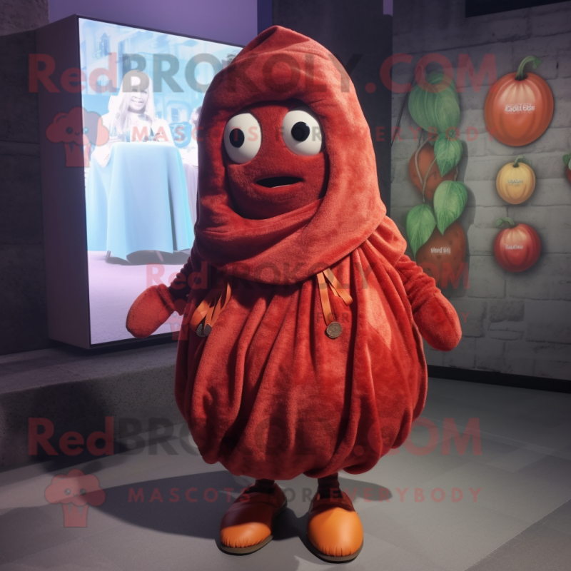 Rust Raspberry mascot costume character dressed with a Leggings and Shawls