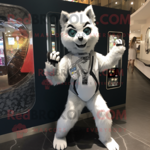 Sølv Lynx maskot kostume...