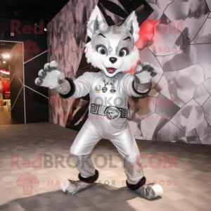 Sølv Lynx maskot kostume...