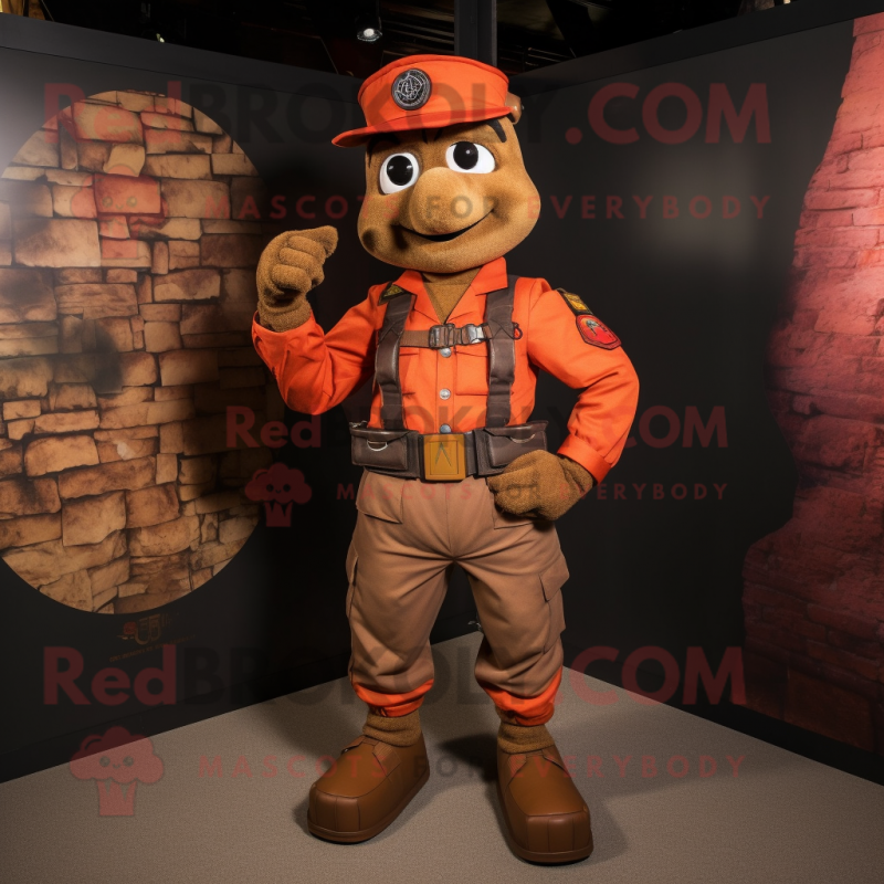 Rust Para Commando mascot costume character dressed with a Chinos and Belts