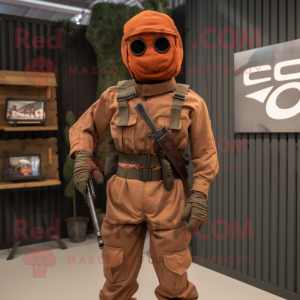 Rust Para Commando mascot costume character dressed with a Chinos and Belts