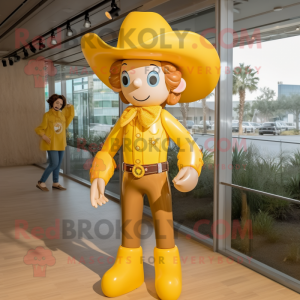 Gold Cowboy maskot kostym...