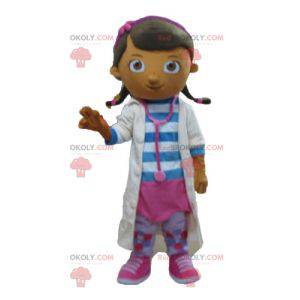 Doctor nurse girl mascot in white coat - Redbrokoly.com