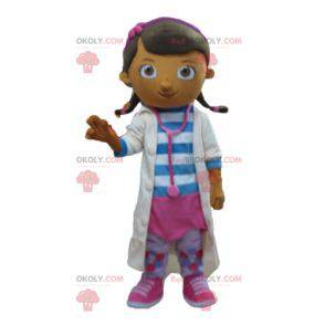 Doctor nurse girl mascot in white coat - Redbrokoly.com