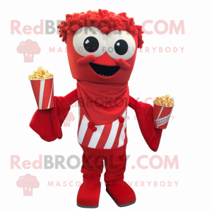 Röd Pop Corn maskot kostym...