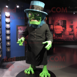 nan Frankenstein'S Monster mascot costume character dressed with a Mini Skirt and Hat pins