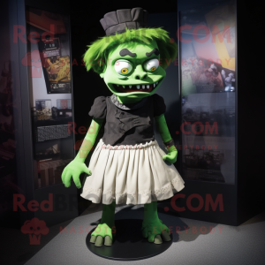 nan Frankenstein'S Monster mascot costume character dressed with a Mini Skirt and Hat pins