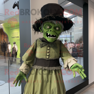 nan Frankenstein'S Monster mascot costume character dressed with a Mini Skirt and Hat pins