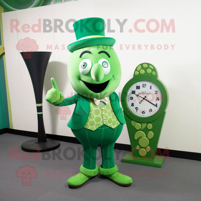 Green Hourglass mascot costume character dressed with a Jeggings and Cufflinks Green Hourglass mascot costume character dressed with a Jeggings and Cufflinks
