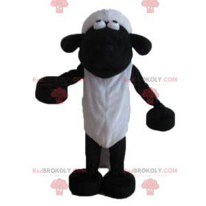 Black and white cartoon famous sheep shaun mascot -