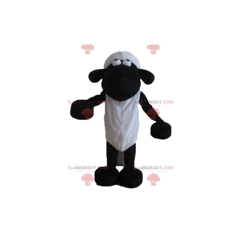 Desenho em preto e branco famoso mascote de shaun de ovelha -