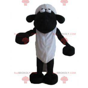 Black and white cartoon famous sheep shaun mascot -