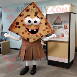 Brown Pizza Slice mascotte...