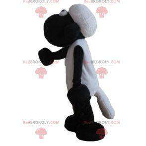 Black and white cartoon famous sheep shaun mascot -