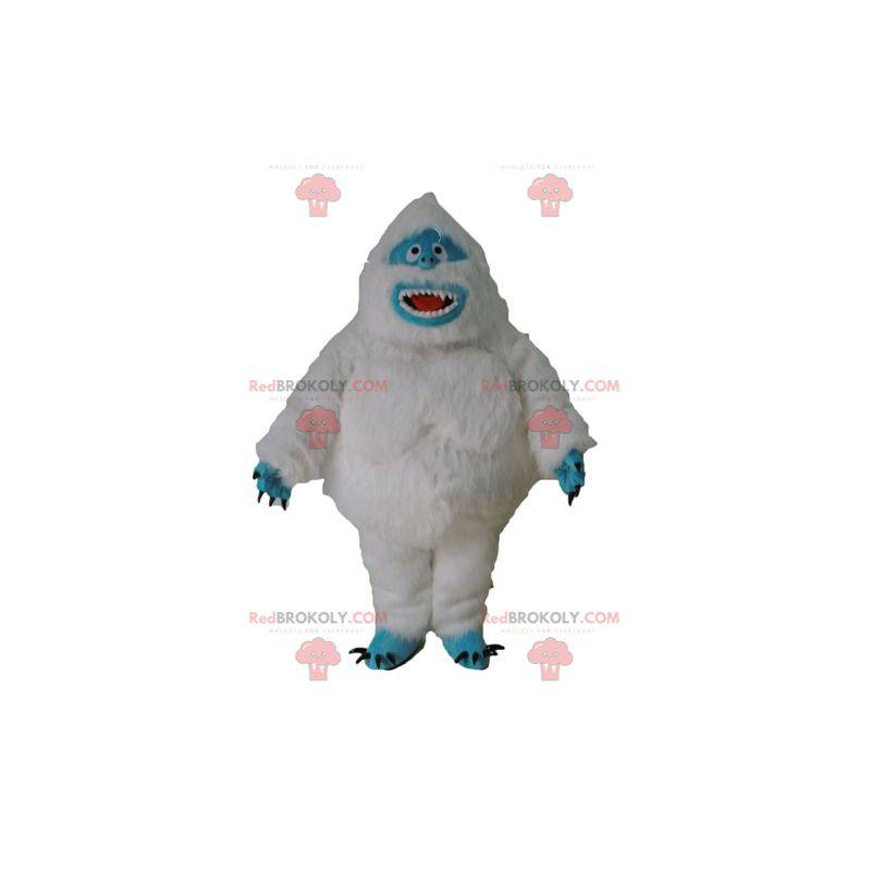 Hvit yeti maskot og blåhåret monster - Redbrokoly.com