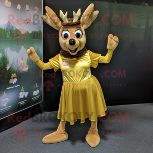 Gold Elk mascotte kostuum...