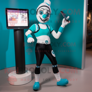 Teal Mime mascotte kostuum...