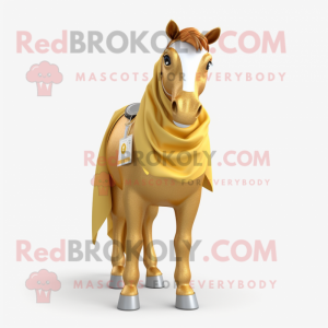 Gold Horse maskot kostume...