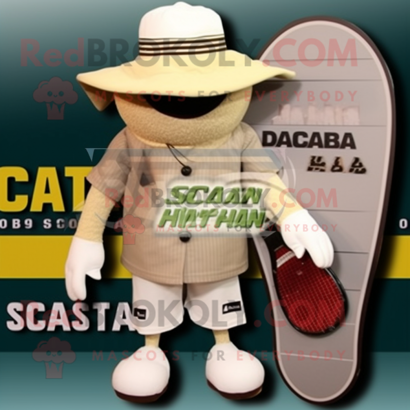 Beige Squash mascot costume character dressed with a Board Shorts and Hats Beige Squash mascot costume character dressed with a Board Shorts and Hats
