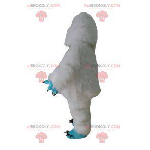 Hvid yeti maskot og blåhåret monster - Redbrokoly.com