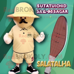 Beige Squash mascot costume character dressed with a Board Shorts and Hats