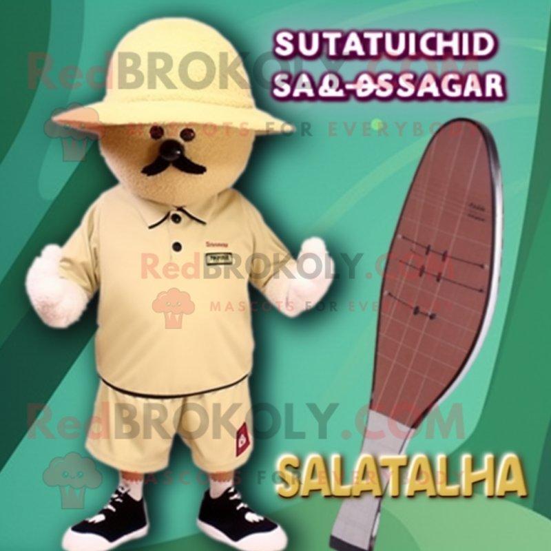 Beige Squash mascot costume character dressed with a Board Shorts and Hats Beige Squash mascot costume character dressed with a Board Shorts and Hats