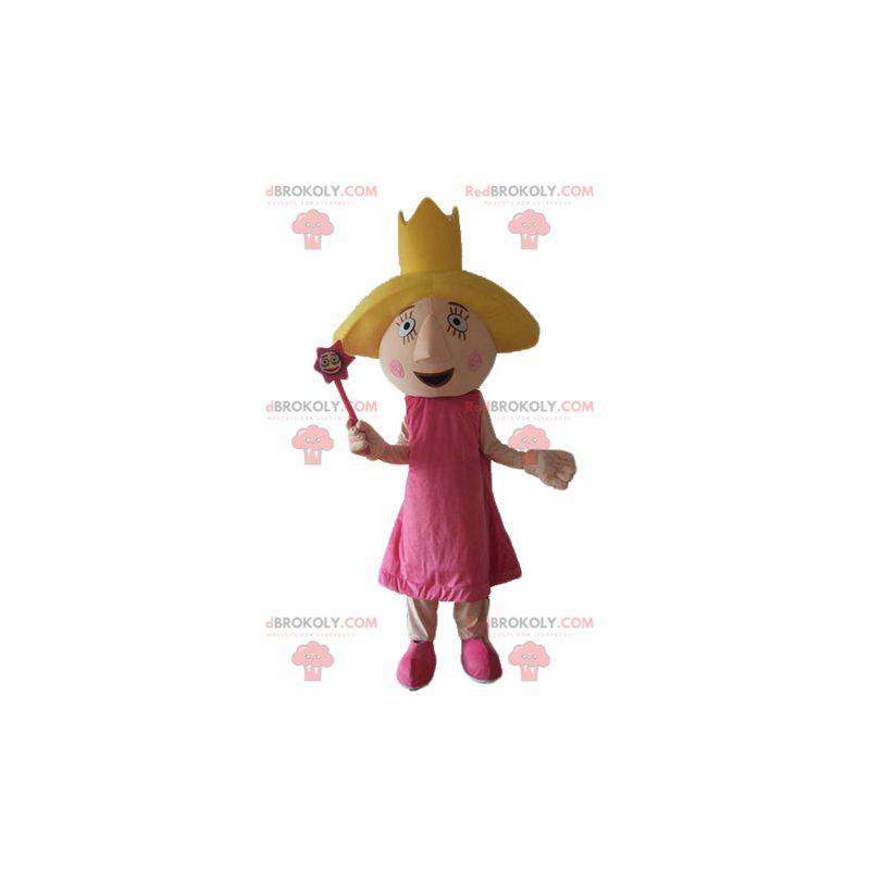 Prinzessin Fee Maskottchen im rosa Kleid mit Flügeln -