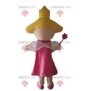 Prinsessafotmaskot i rosa klänning med vingar - Redbrokoly.com