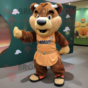 Tan Bison maskot kostume...