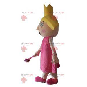 Prinzessin Fee Maskottchen im rosa Kleid mit Flügeln -