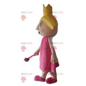 Mascotte de fée de princesse en robe rose avec des ailes -