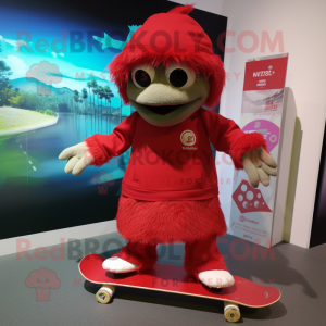 Rød skateboard maskot drakt...
