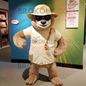 Beige dovendyr maskot drakt...