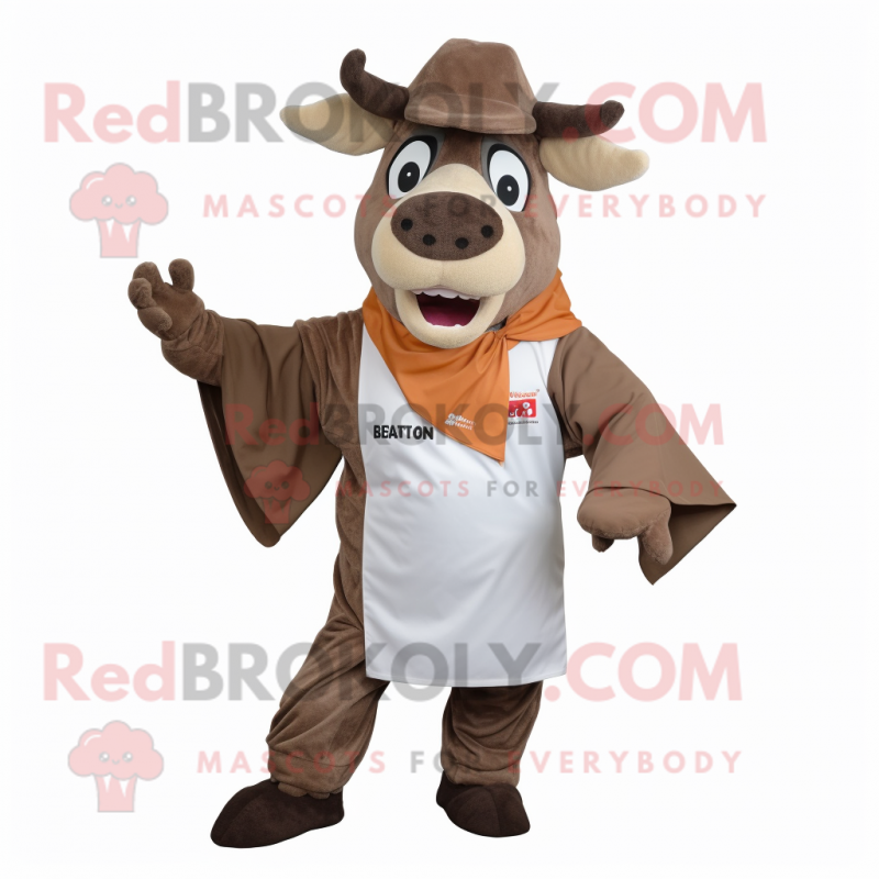 Brown Beef Stroganoff mascot costume character dressed with a Dress Pants and Wraps Brown Beef Stroganoff mascot costume character dressed with a Dress Pants and Wraps