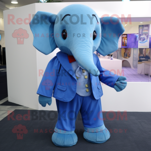 Blue Elephant mascot costume character dressed with a Blouse and Cufflinks