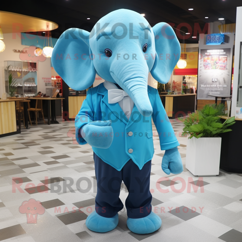 Blue Elephant mascot costume character dressed with a Blouse and Cufflinks