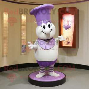 Lavender Hourglass mascot costume character dressed with a Shorts and Cummerbunds