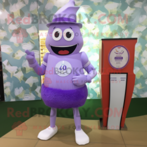 Lavender Hourglass mascot costume character dressed with a Shorts and Cummerbunds