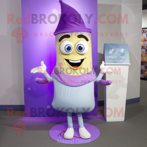Lavender Hourglass mascot costume character dressed with a Shorts and Cummerbunds