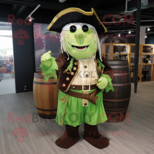 Olive Pirate mascot costume character dressed with a Cocktail Dress and Shoe laces